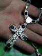 Серебряная цепочка с крестом и камнями оникс... Объявления Bazarok.ua