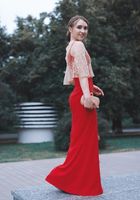 Красное вечернее выпускное платье в пол с золотистой накидкой... оголошення Bazarok.ua